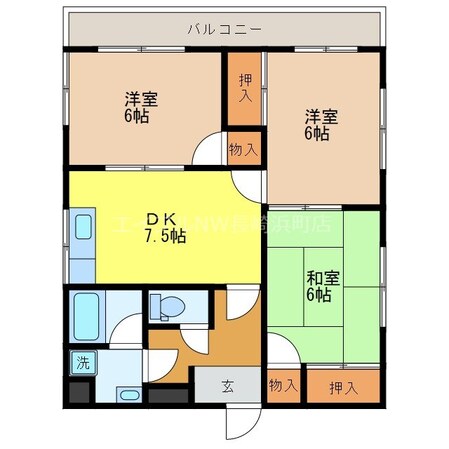 パティオ古舘Aの物件間取画像